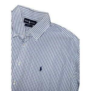 Ralph Lauren Shirt Mens XL Blake Button Down White Blue Check